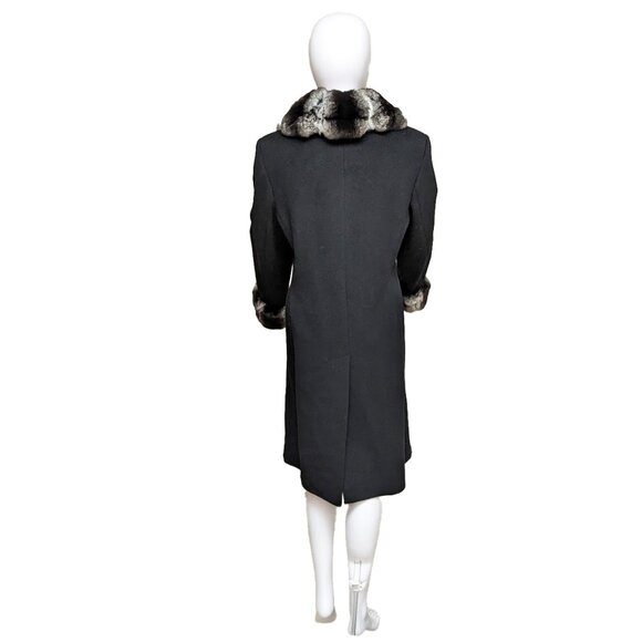 ST. JOHN Chinchilla-Trimmed Angora/Cashmere/Wool Blend Coat - Picture 6 of 10